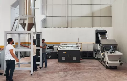 defective HDPE LDPE film and bag recycling line installed in Turkey